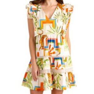Alden Adair Mini Hope Dress in Sahara Cap Ruffle Sleeves Small